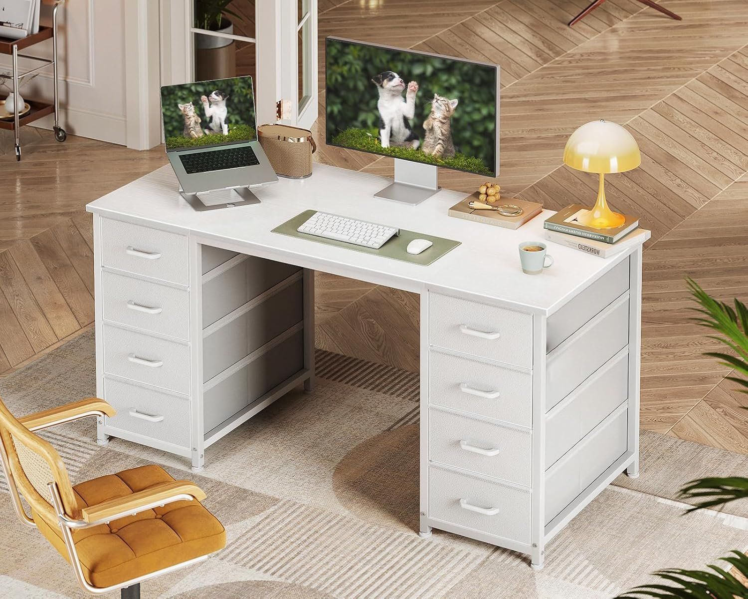 Schreibtische: Schreibtisch mit 8 Schubladen Computertisch Weiss 120cm – Neu und originalverpackt aus Schaffhausen von tra_6j5m 1