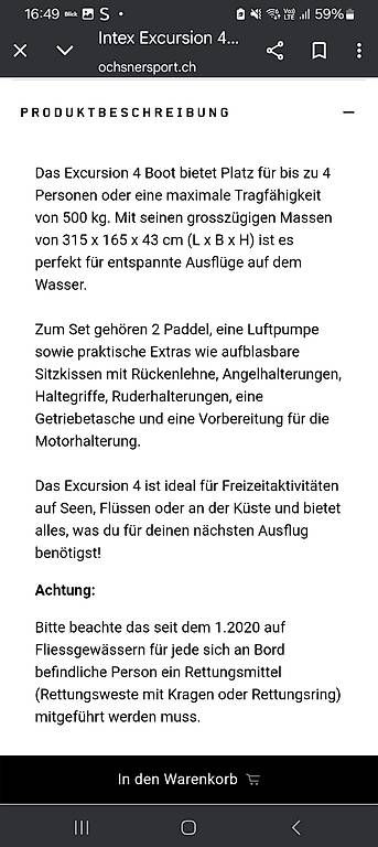 Boote: Intex Boot – Neu (gemäss Beschreibung) aus Winznau von monika02061962