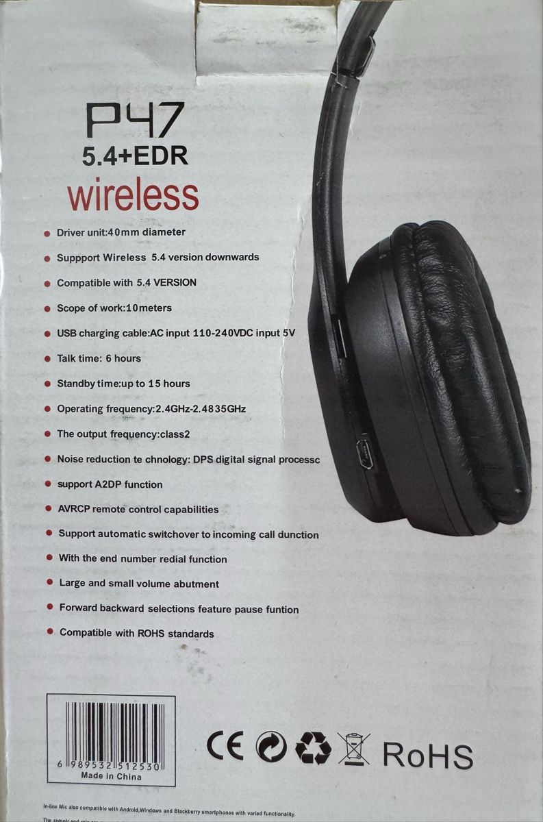 Kopfhörer: Cuffie P47 Wireless Bluetooth. – Neu und originalverpackt aus Rothrist von and_2n2j 2