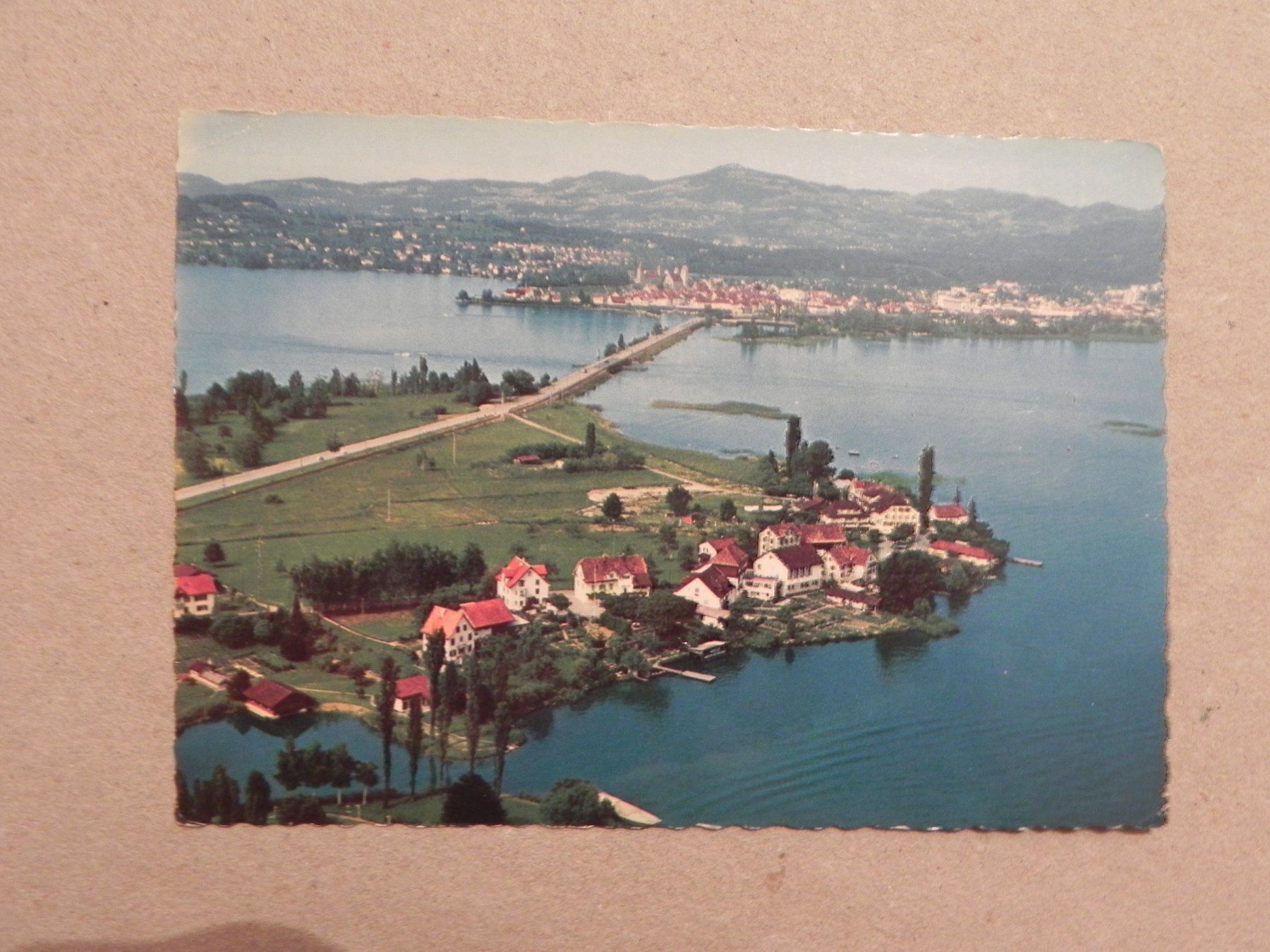 Ansichtskarten: Ansichtskarte Hurden SZ Flugansicht 1960 – Gebraucht aus Siebnen von krimsie