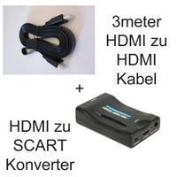 1x 3m HDMI zu HDMI Kabel + 1x HDMI zu SCART Konverter