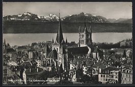 AK Lausanne, La Cathedrale et les Alpes