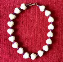 Halskette mit Bambus-Korallen-Herzen und Amethyst