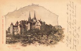 Neuchâtel (NE) Schloss Neuenburg in Chromolithografie
