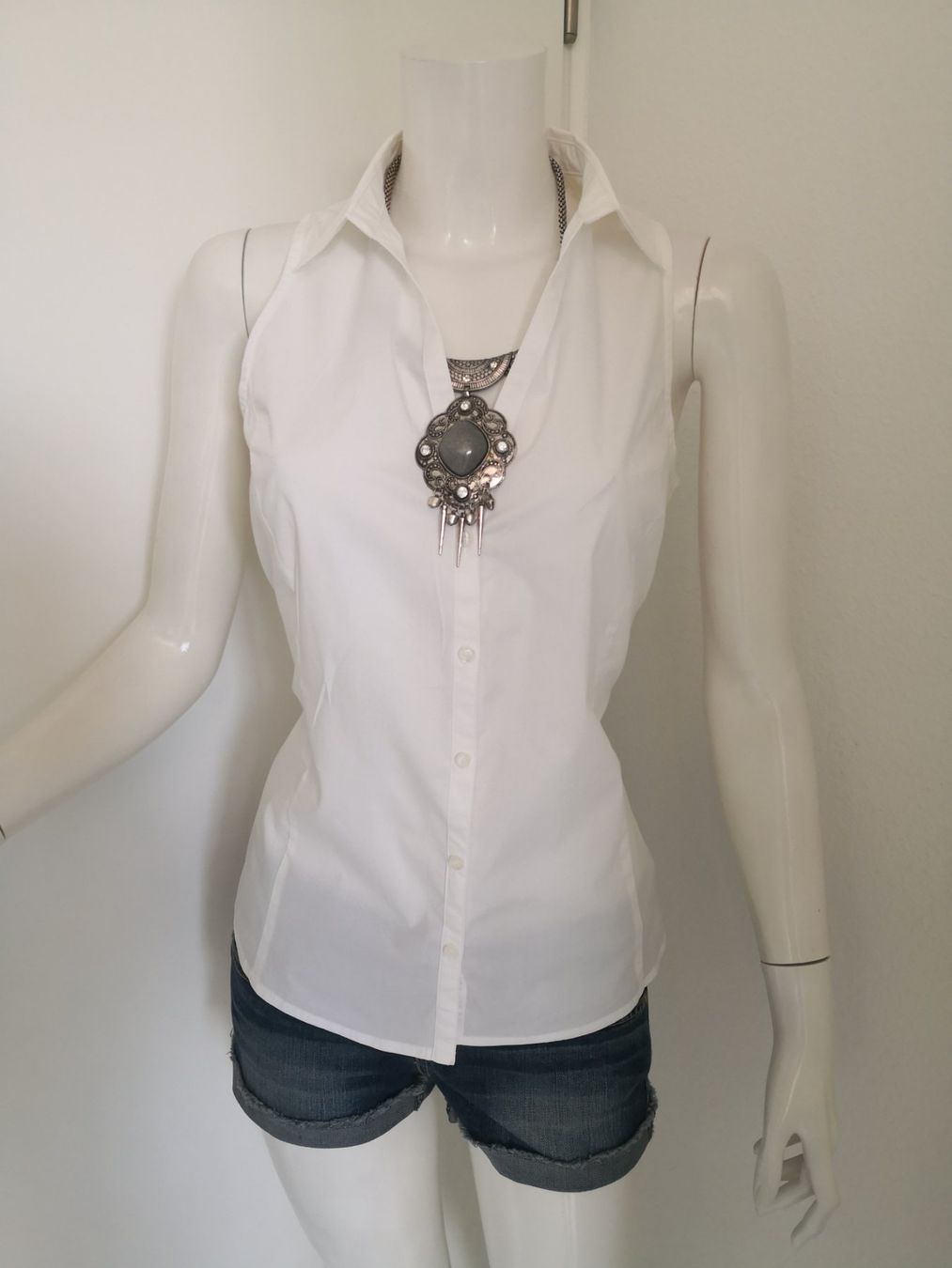 Mango Camicette: 🤩MANGO ÄRMELLOSE BLUSE WEISS & KRAGEN – Nuovo (secondo la descrizione) da Olten venduto da Naja-Twins-Twins 7