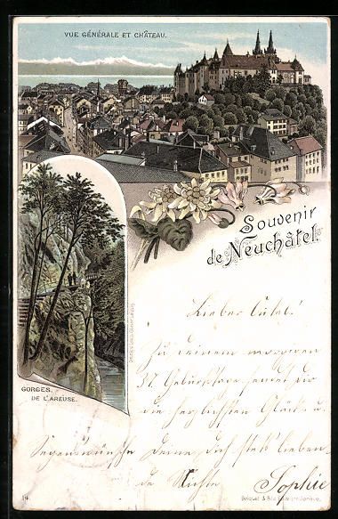 Cartes postales: Litho Neuchatel, Vue générale et Chate – D'occasion à Berlin par bartko-reher