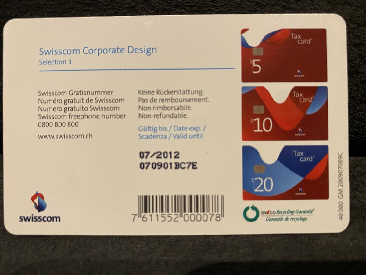 Schede telefoniche: Taxcard GM4 07/2012 – Usato da Lausanne venduto da babacard10 1