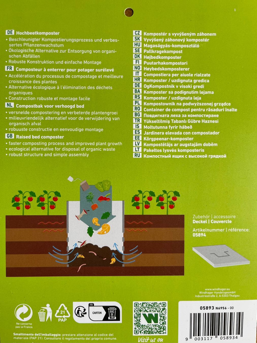 Cestini per rifiuti: Windhager Hochbeet-Komposter 30x30x48cm, inkl. Deckel – Nuovo (secondo la descrizione) da Buchs AG venduto da Lady-Britty 1