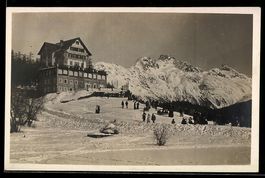 AK St. Moritz, Hotel Waldhaus im Winter