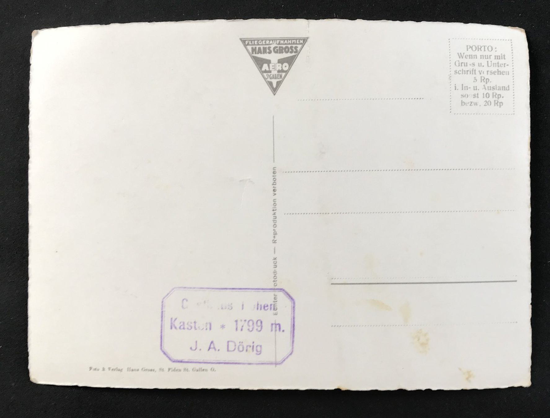 Cartoline postali: ANSICHTSKARTE FLIEGERAUFNAHME HOHER KASTEN – Usato da Ostermundigen venduto da wini63 1