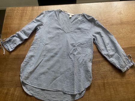 H&M BLUSE/SHIRT GR.34 blau/weiss gestreift maritim V-Aussch.