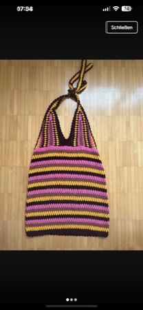 Zara Gr. L Häkelkleid Damen gestreift