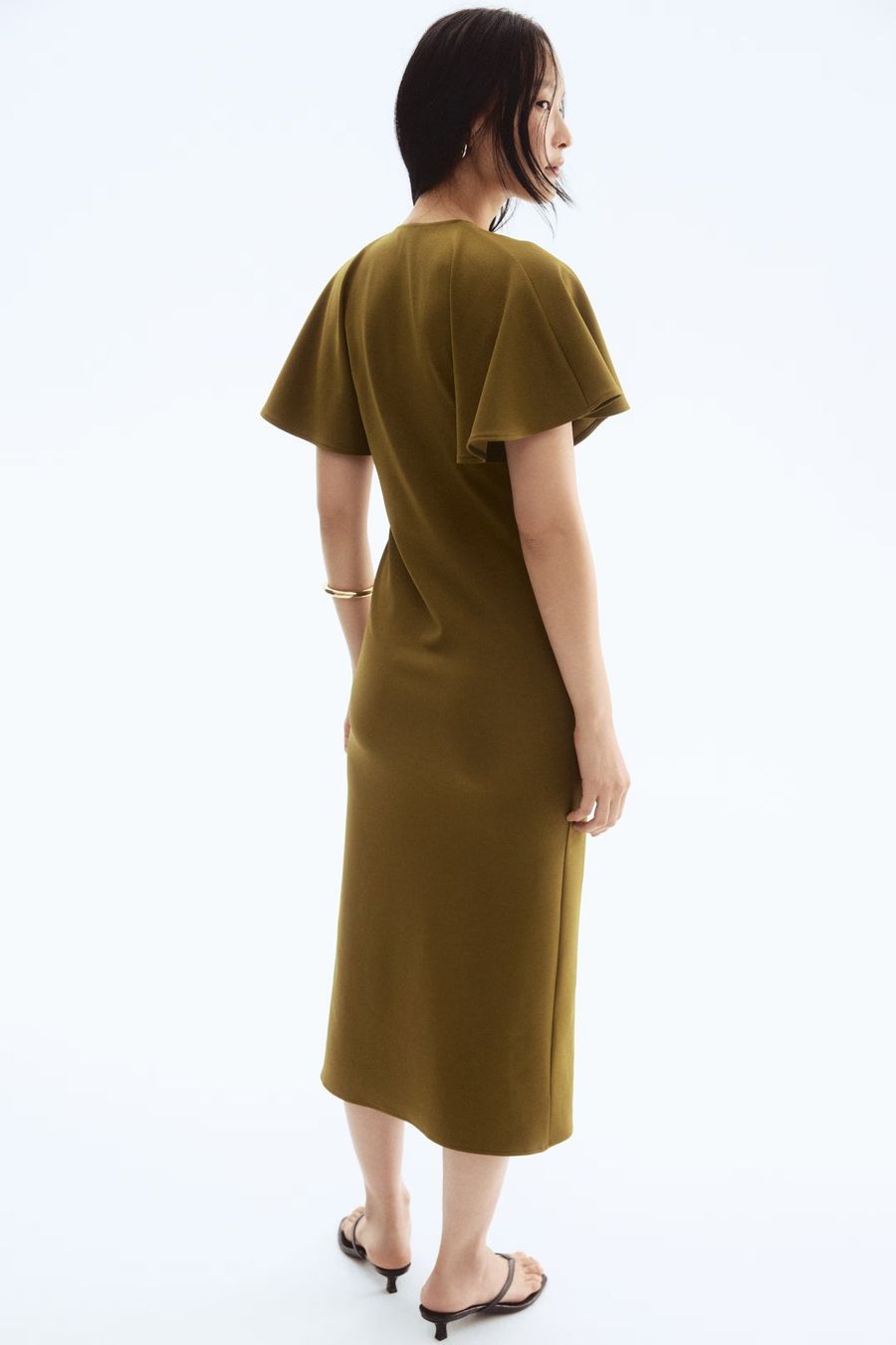H&M Vestiti: Superbe Robe longueur Midi Olive Chic - Taille L H&M – Usato da Clarens venduto da fashionfou 1
