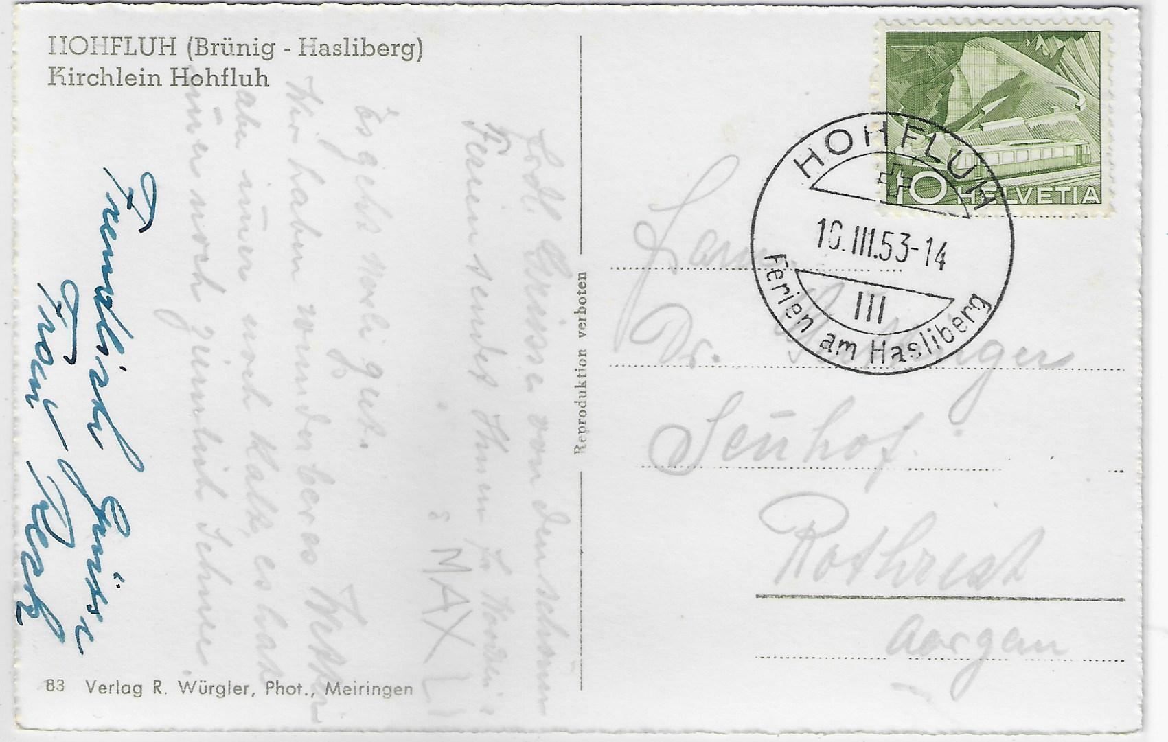Cartoline postali: Hohfluh - Brünig-Hasliberg - Kirchlein – Antico da Ettingen venduto da Kartenplanet 1