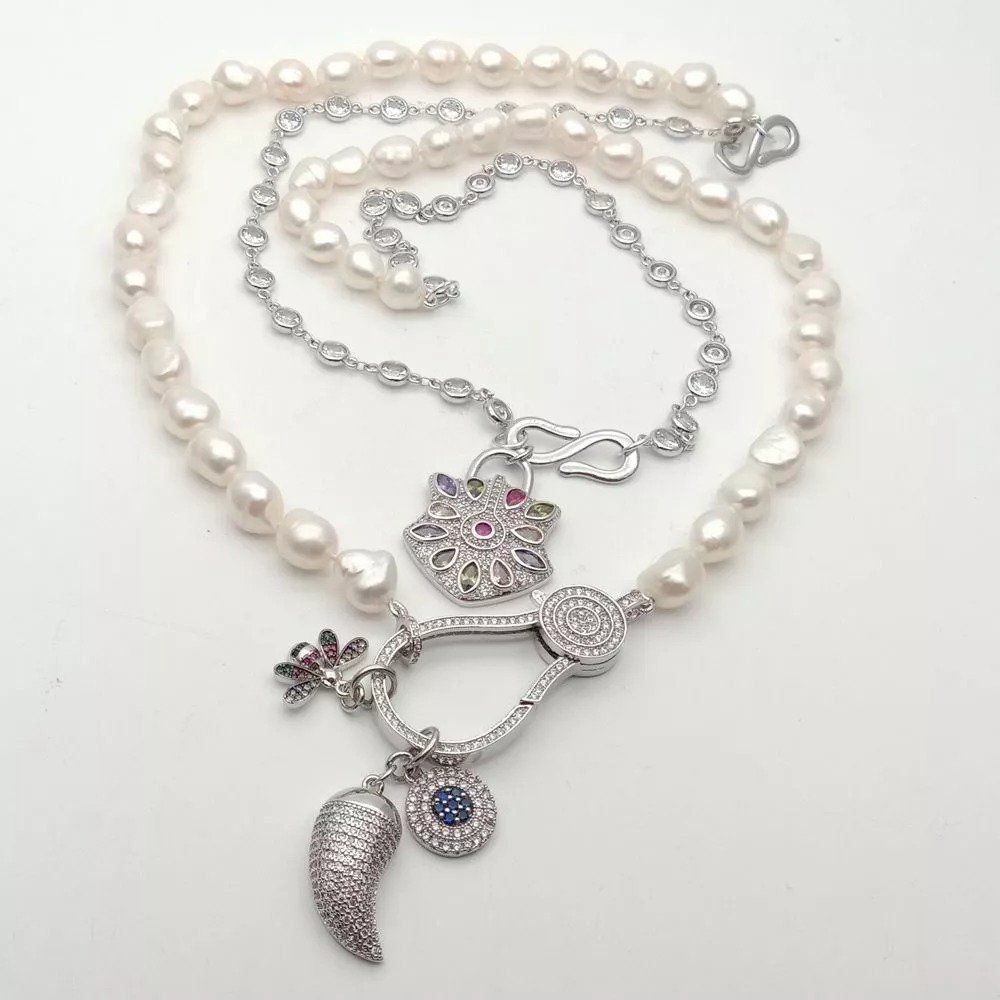 Ketten: Mina weiss Perlen Kette Collier Perle Perlenkette Echt Krist – Neu (gemäss Beschreibung) aus Prilly von ilyria73 6