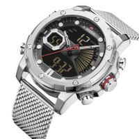 ⌚Herren Sportuhr Silber Schwarz Edelstahl Analog Digital NEU
