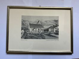 Flums St. Justuskirche und Pfarrhaus 1867/68 K. Reichlin