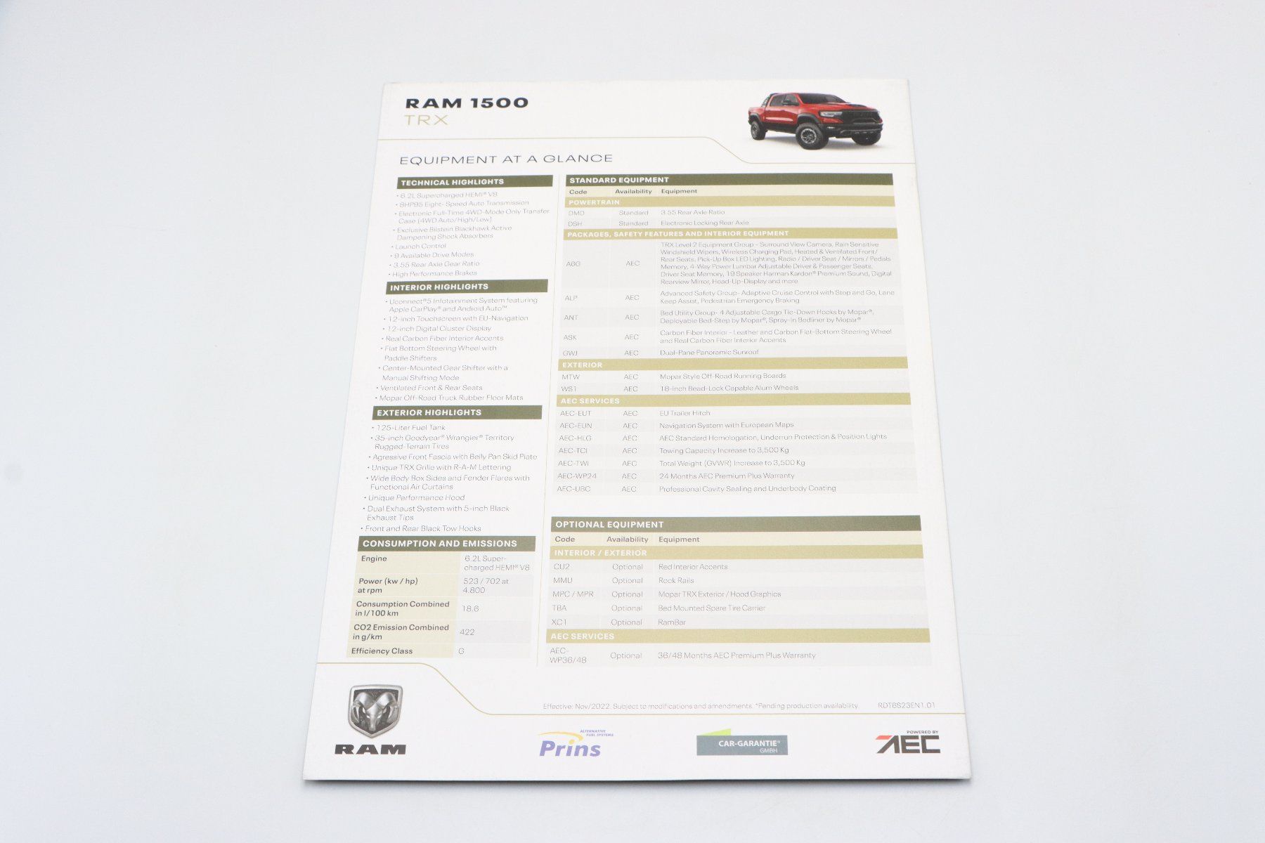 Dodge Documenti: Dodge RAM 1500 TRX 2022 Prospektblatt – Usato da Bühl b.Aarberg venduto da Collectorpassions 3