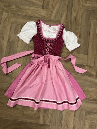 Kinder Dirndl Kleid rot rosa mit Bluse 134