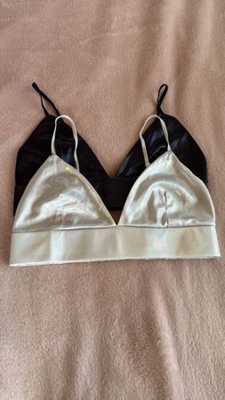 2er Set Satin Bralettes Schwarz/Creme Gr S/M - Sommerlich