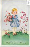 Herzliche Wünsche zum Geburtstag - Mädchen mit Hund