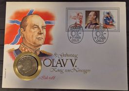 Numisbrief 85. Geburtstag Olav V.  ab 1 Fr.!