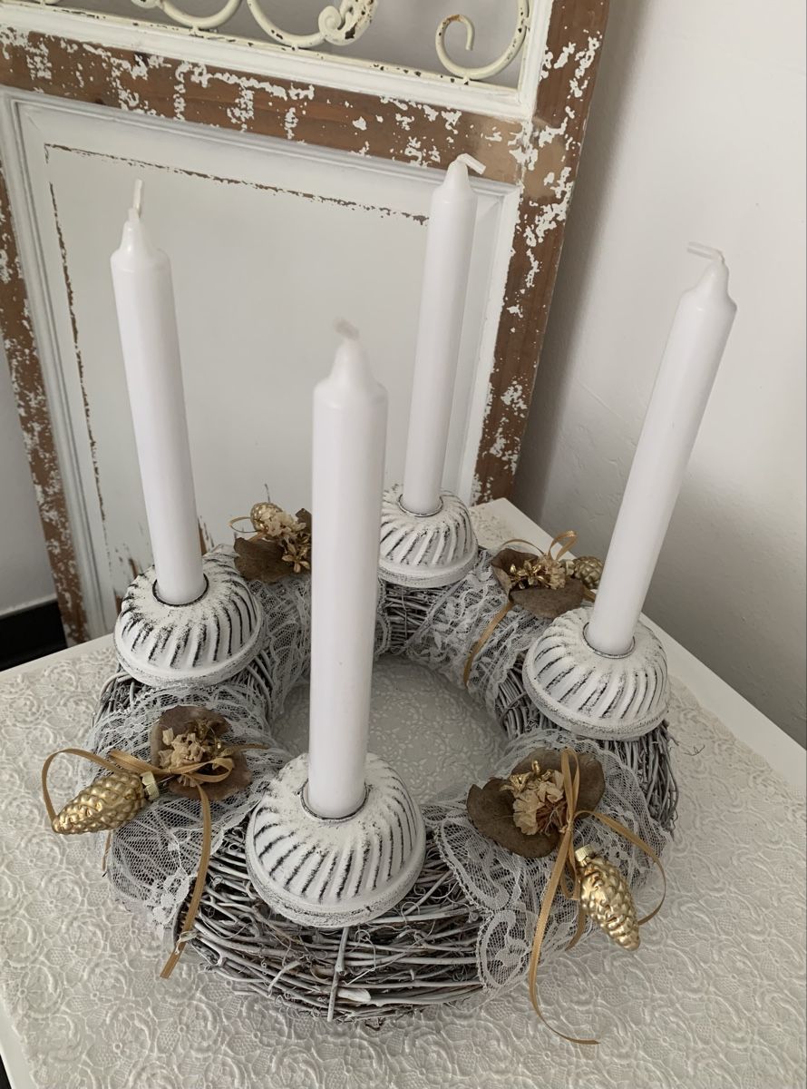 Tutte le decorazioni: Adventskranz Shabby chic – Nuovo e nell'imballaggio originale da Diepoldsau venduto da Luxusdeko