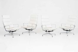 Vitra EA 222 Soft Pad Sessel von Eames in cremeweissen Leder
