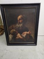 Ölgemälde Lev Lerch Mann mit Kind gerahmt antik