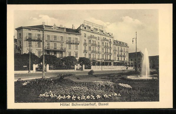 Cartes postales: Basel, Hotel Schweizerhof mit Fontäne – D'occasion à Berlin par bartko-reher