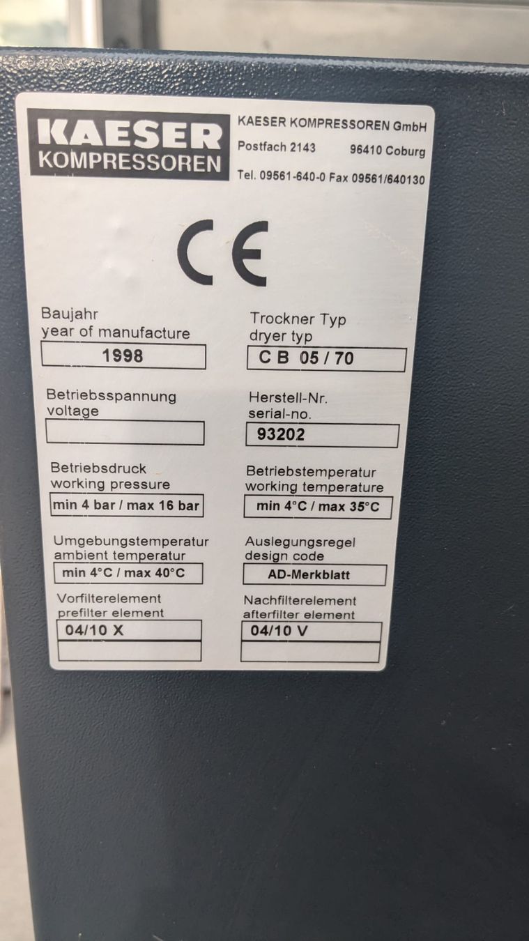 Kaeser Compressori: Kaeser CB 05 (Trockner) – Usato da Pieterlen venduto da FuOutlet 3