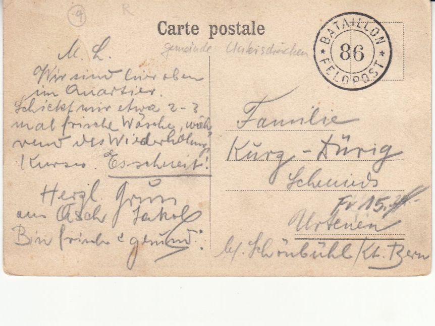 Cartoline postali: Alp Äsch ca. 1910, mit ST Bataillon 86 – Usato da Bürglen TG venduto da StampGraf 1
