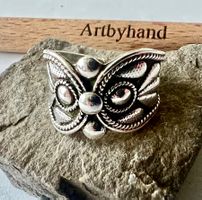 Vintage Silberring 925 mit markantem Ornament - verstellbar