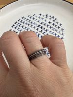 Ring set 4 stackable minimalist silver & gunmetal rings