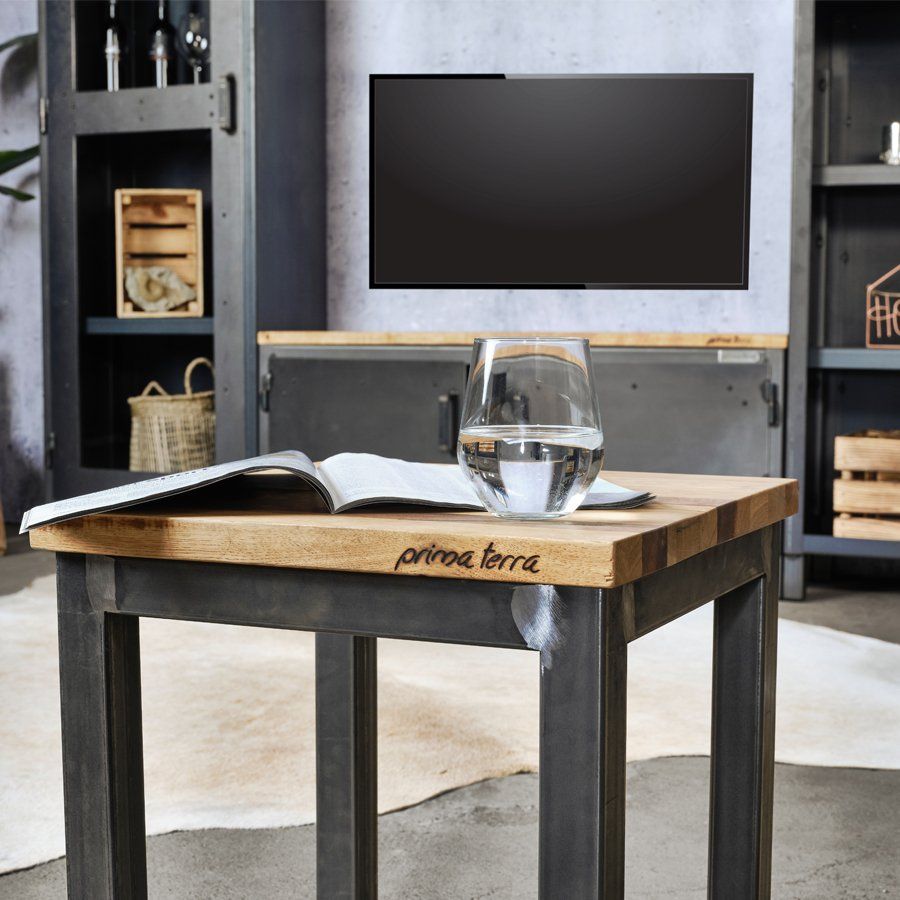 Set di tavolo e panche: Robuster Stehtisch mit Sitzbank, 2 Hocker, Holz und Stahl – Usato da Erlen venduto da mat_jm2f 6