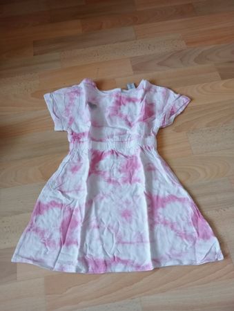 Süsses Mädchenkleid Gr. 104 Batik rosa weiss Glitzerherz