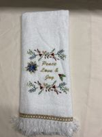 Christmas Towel "Peace Love & Joy" Embroidered
