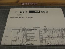 SBB grafischer Fahrplan 211, 1987-1989, gefaltet auf ca A5,