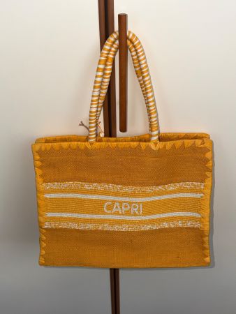 Neue De Siena Tasche Capri gelb mit weissem Muster