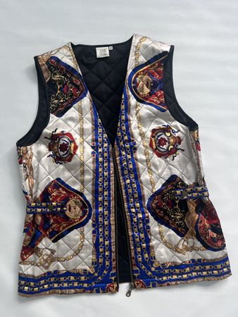 Gilet vintage ALBA MODA, en soie naturelle, style Céline