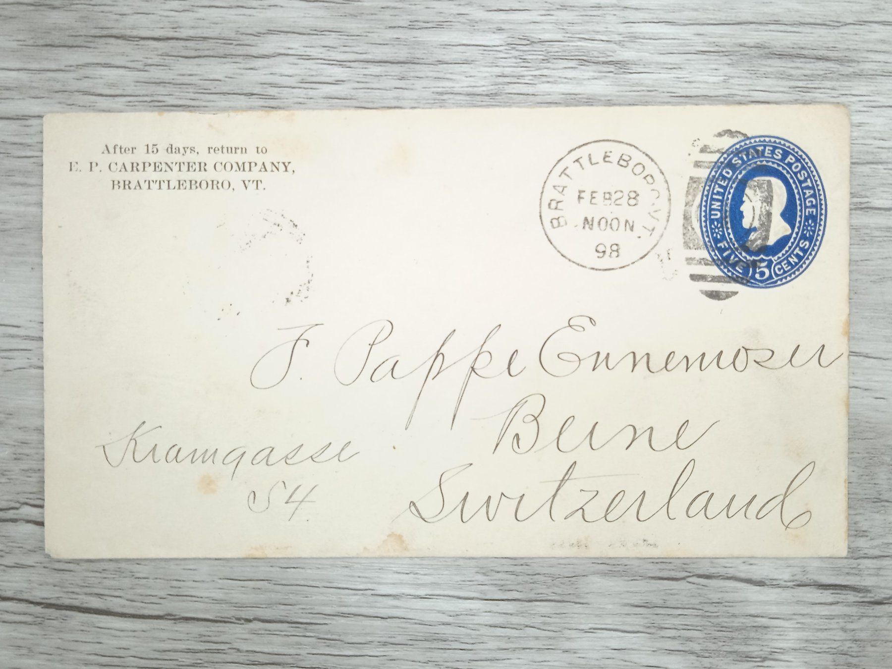 Alle Briefmarken: TR70 Enveloppe + Timbre USA 1898 – Gebraucht aus Cousset von Patrick_Collections