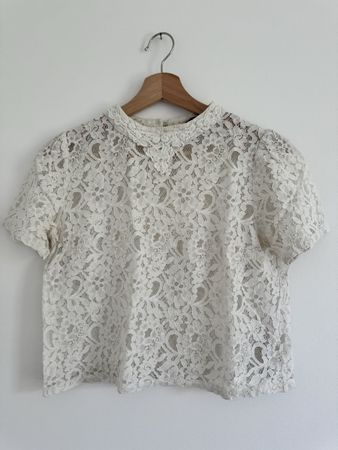 Damen Bluse weiss Spitze