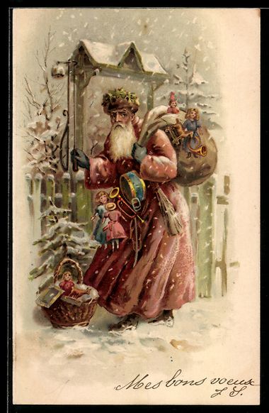 Cartes postales: Weihnachtsmann mit Geschenkesack und Spi – D'occasion à Berlin par bartko-reher