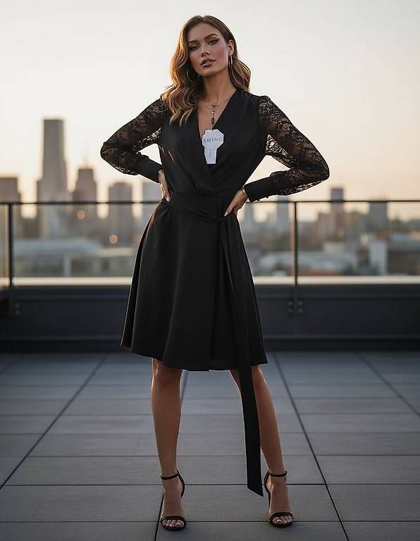 Vestiti: SWING - Kleid mit Taillengürtel in black XL – Usato da Zürich venduto da ale_xxz7 2