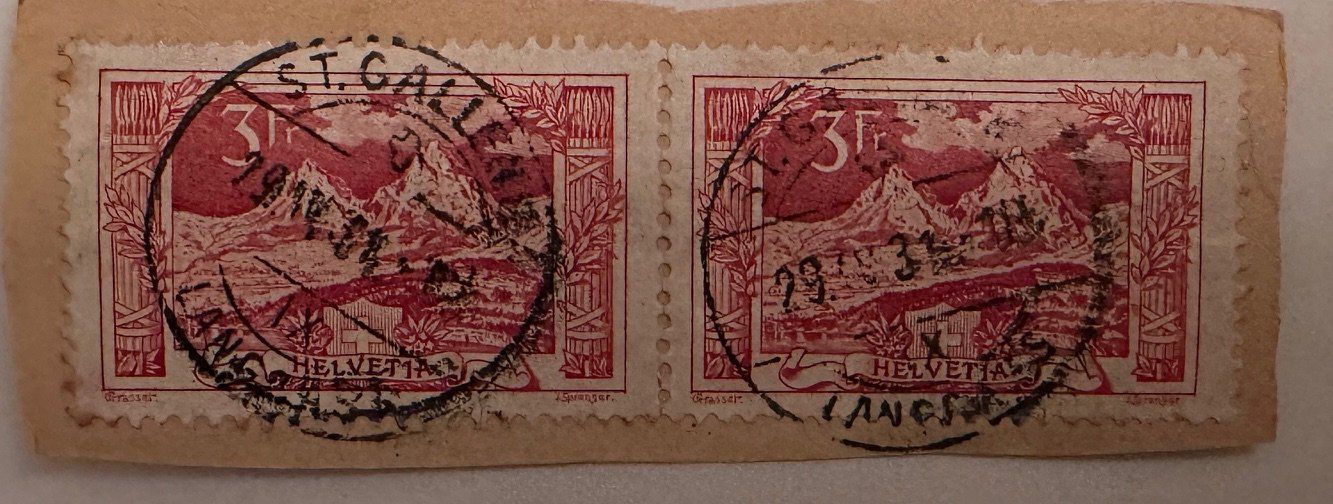 Tutti i francobolli: Doppelmarke Mythen, rot, gestempelt – Usato da Weesen venduto da Sombrero22