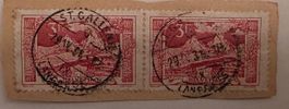 Doppelmarke Mythen, rot, gestempelt