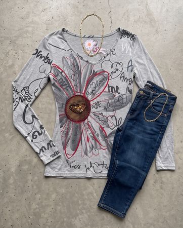 Haut Desigual gris — très bon état — taille M