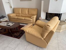 Leder-Polstergruppe (Sofa und Sessel)
