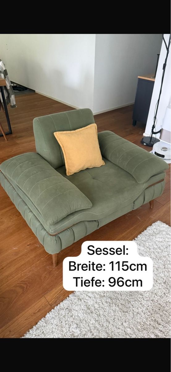 Grüne Couchgarnitur (Sofa & Sessel)