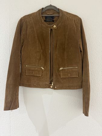 ONLY Wildlederjacke Cognac/Braun – Echtleder, Gr. 38
